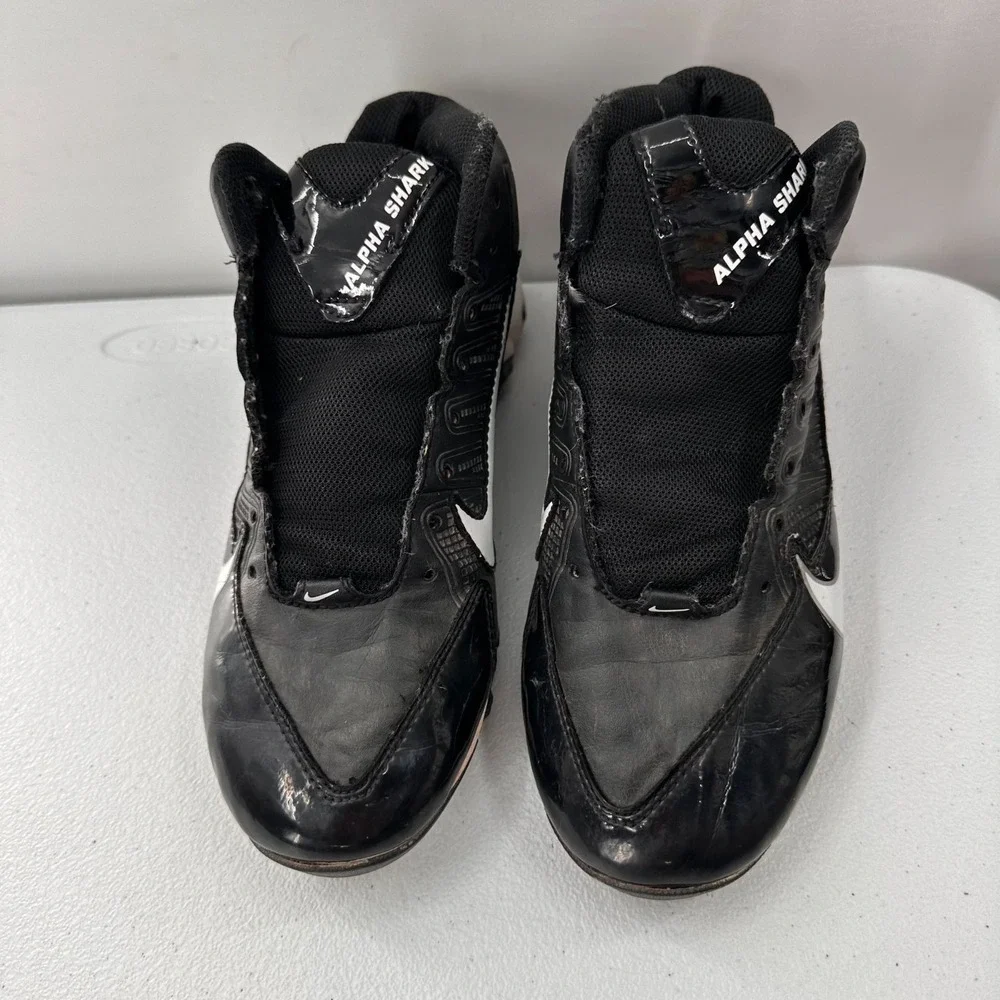 Nike Alpha Shark Football Cleats Mens 7 Black White Synthetic‎ Athletic Shoe See
